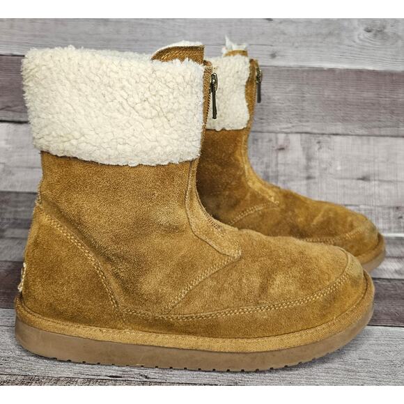 UGG Other - UGG KOOLABUURA Ankle BOOTS BOOTIES 1121540K Suede Fur Brown Zip Up Big Girl 4